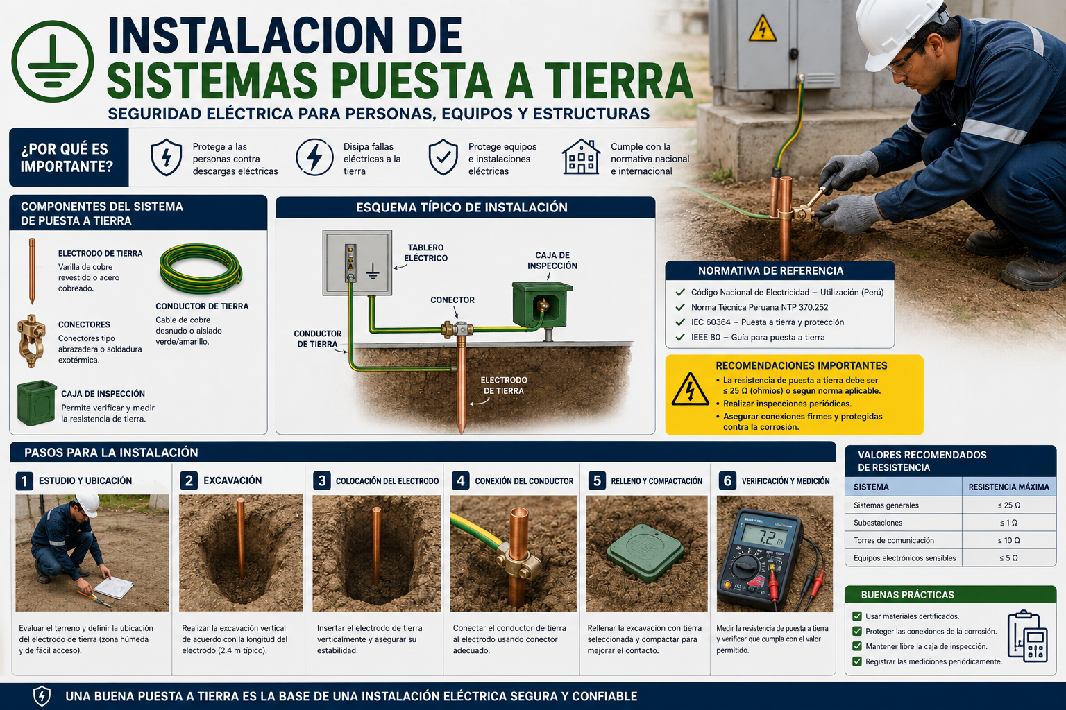 Puesta a Tierra Profesional: Guía Técnica para Hogares, Oficinas y Fábricas según la Normativa REBT 2026