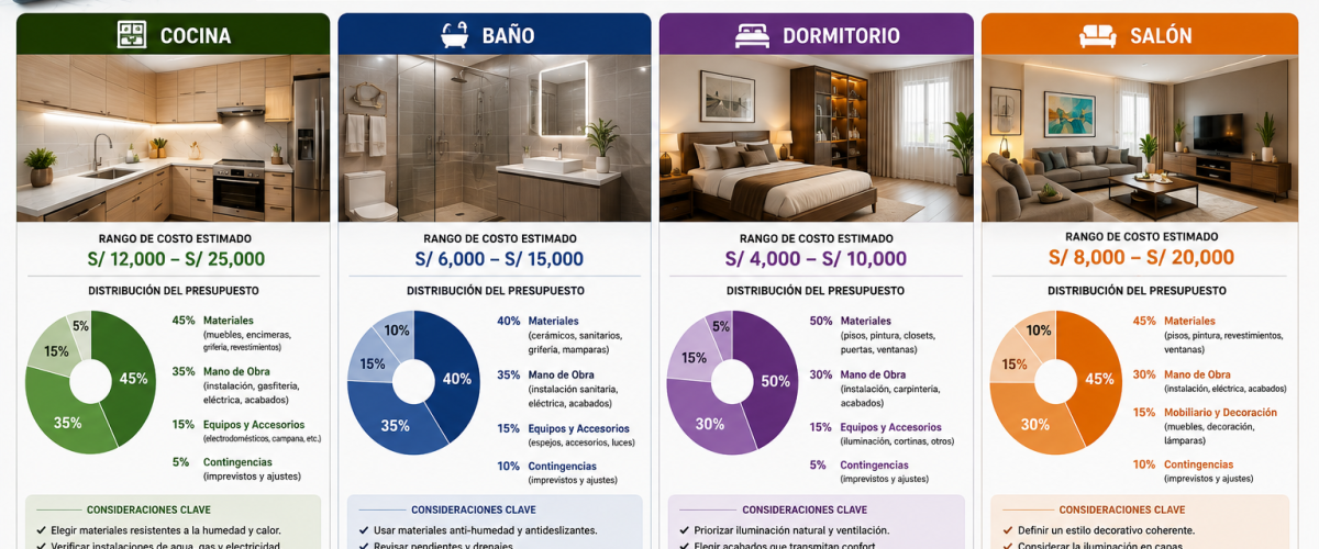 Presupuestación por Ambiente Específico Análisis de Cocina, Baño, Dormitorio y Salón